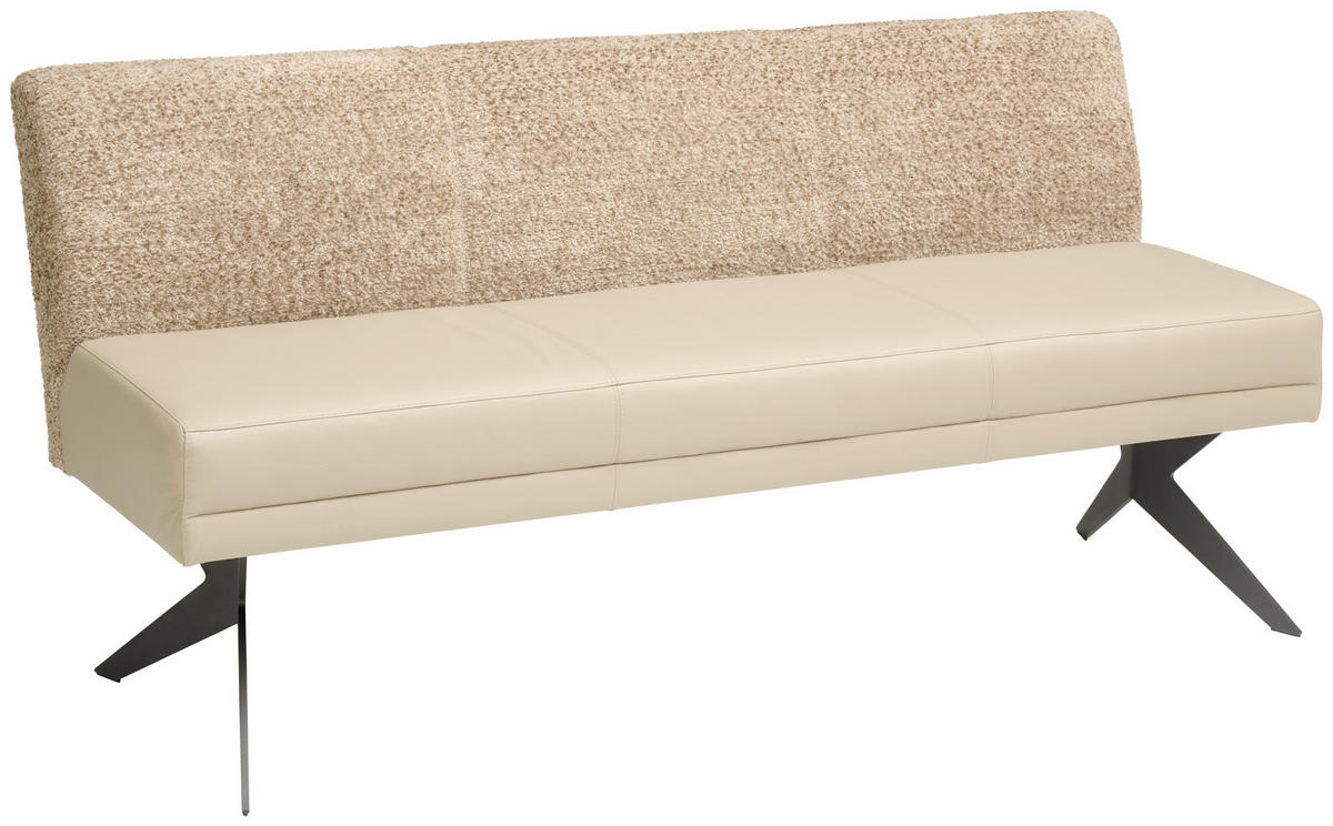 SITZBANK in Textil, Leder Beige, Cappuccino  - Anthrazit/Beige, Design, Leder/Textil (180/90/67cm) - Bert Plantagie