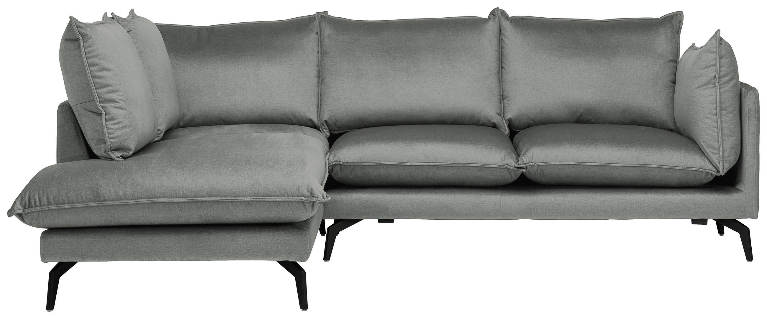 ECKSOFA in Samt Grau  200/241 cm  - Schwarz/Grau, Design, Textil/Metall (200/241cm) - Carryhome