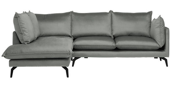 ECKSOFA  in Samt Grau  200/241 cm  - Schwarz/Grau, Design, Textil/Metall (200/241cm) - Carryhome