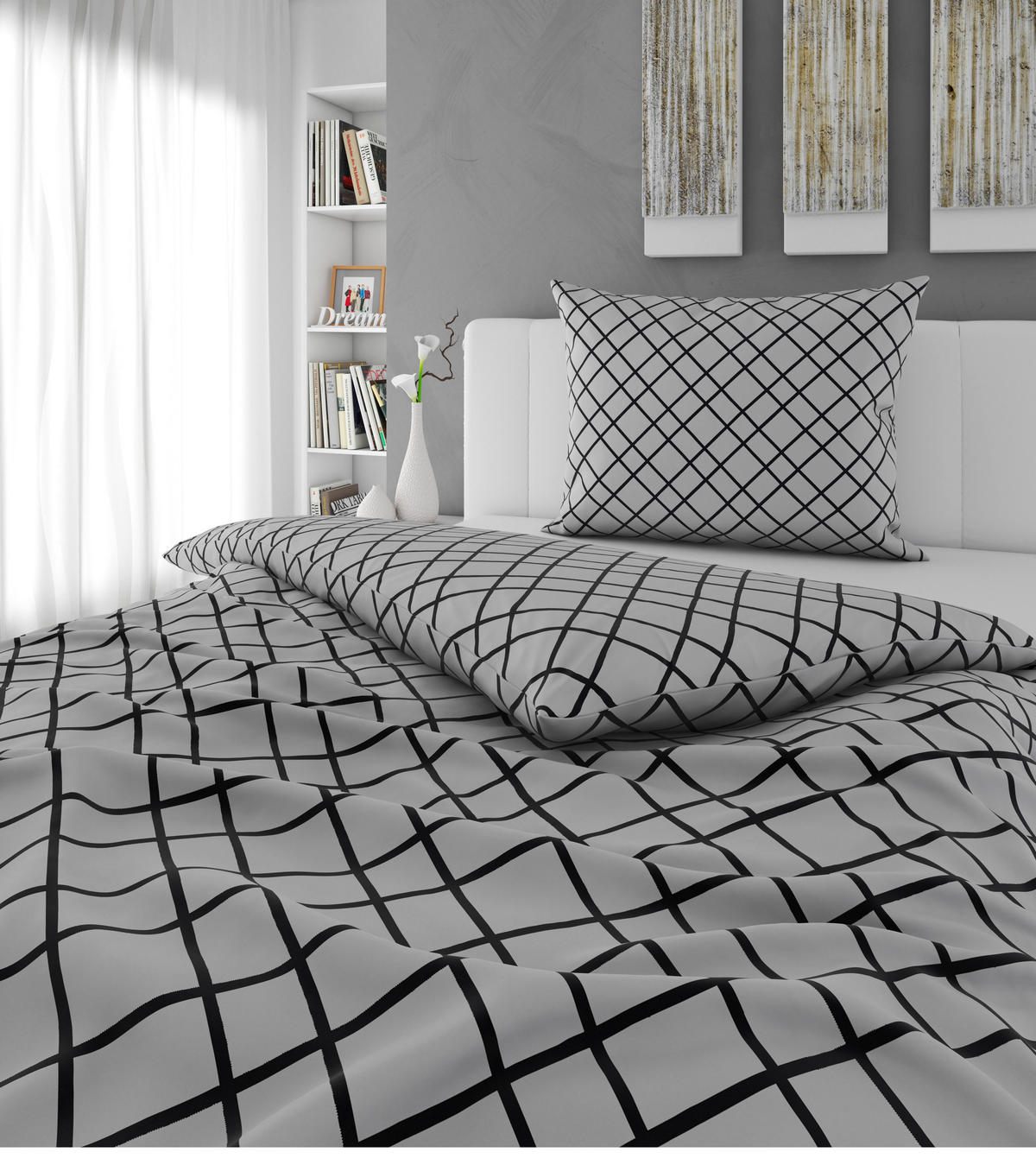 POSTEĽNÁ BIELIZEŇ, flanel, sivá, 140/200 cm - sivá, Konventionell, textil (140/200cm) - Esposa