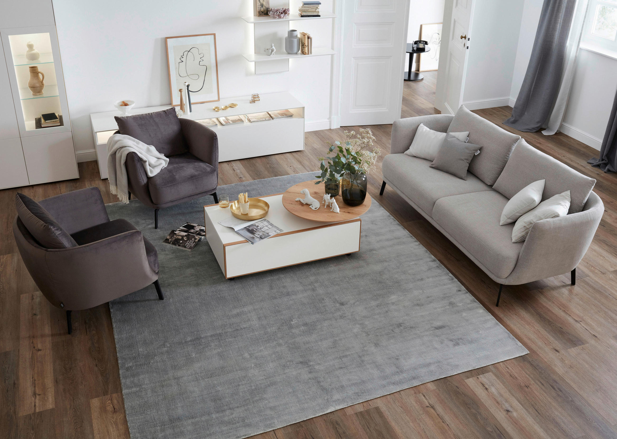 HANDWEBTEPPICH 140/200 cm Aura Silberfarben  - Silberfarben, KONVENTIONELL, Textil (140/200cm) - Schöner Wohnen