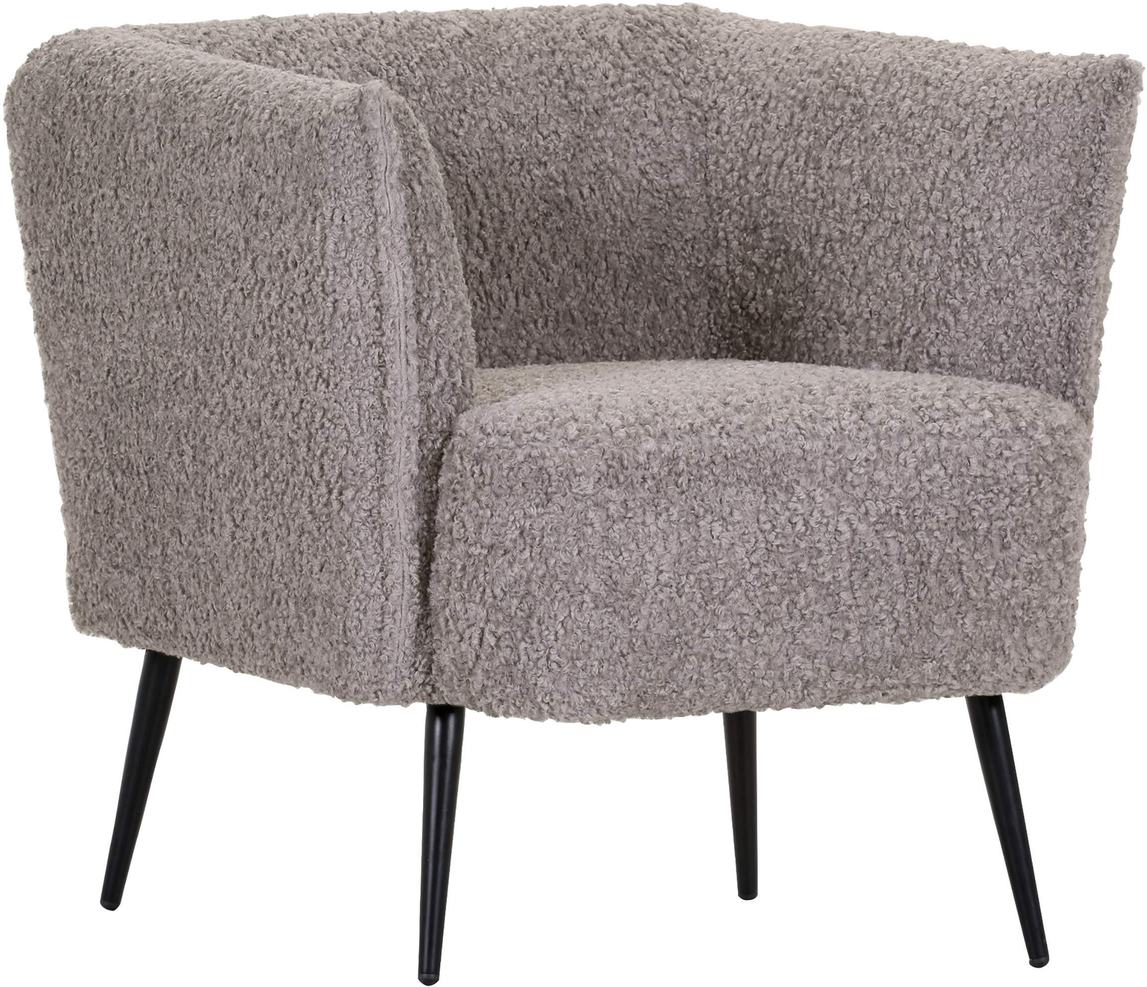 SESSEL in Plüsch Greige  - Greige/Schwarz, Design, Textil/Metall (76/73/76cm) - Landscape