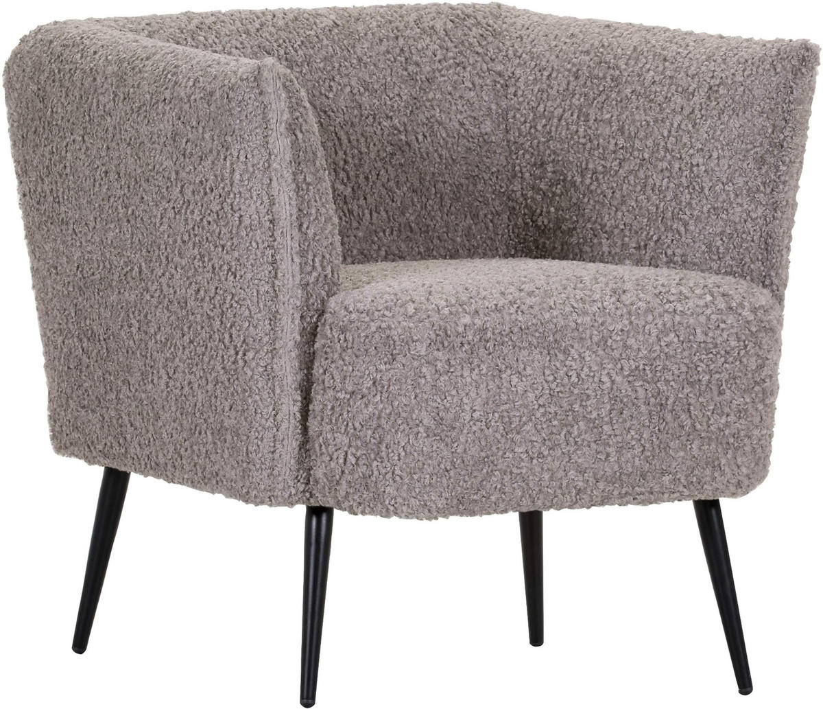 SESSEL in Plüsch Greige  - Greige/Schwarz, Design, Textil/Metall (76/73/76cm) - Landscape