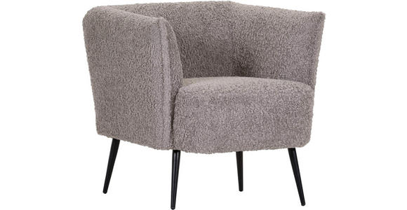 SESSEL in Plüsch Greige  - Greige/Schwarz, Design, Textil/Metall (76/73/76cm) - Landscape