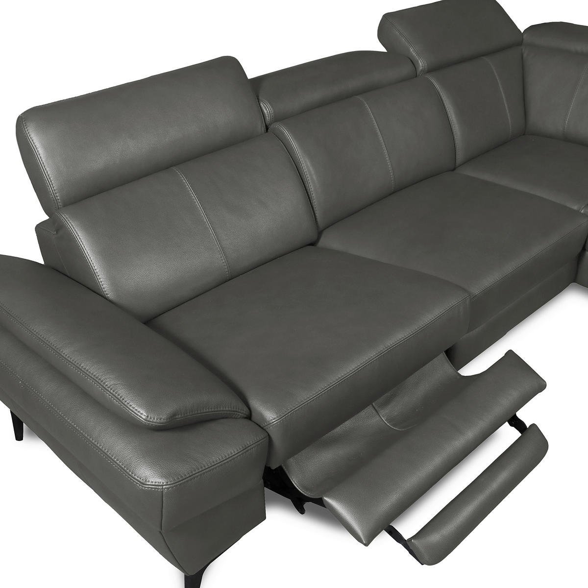 ECKSOFA  in Lederlook Echtleder Anthrazit  264/211 cm  - Anthrazit/Schwarz, Design, Leder/Textil (264/211cm) - Livetastic