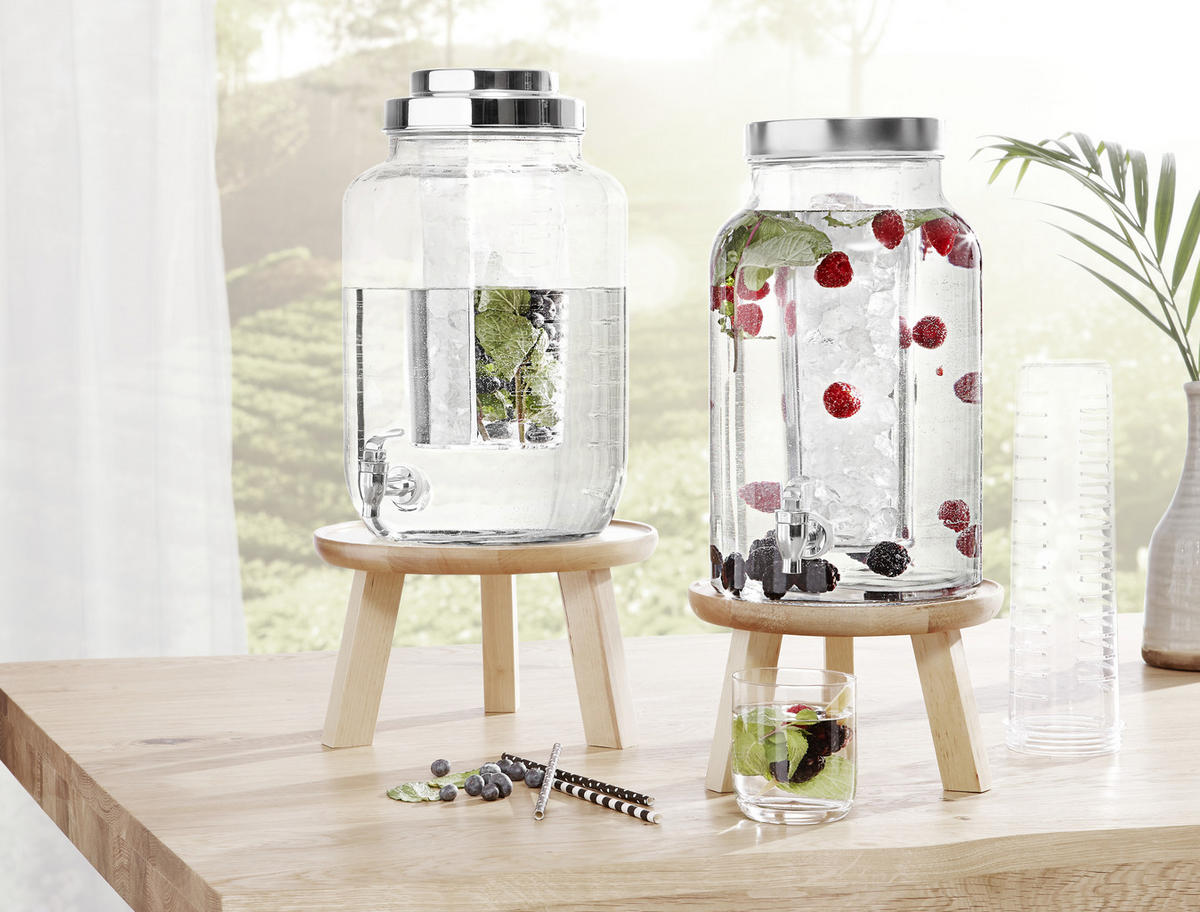 Dispenser bauturi 5,6 L  - culoare inox/transparent, Basics, plastic/sticlă (5,6l) - Novel
