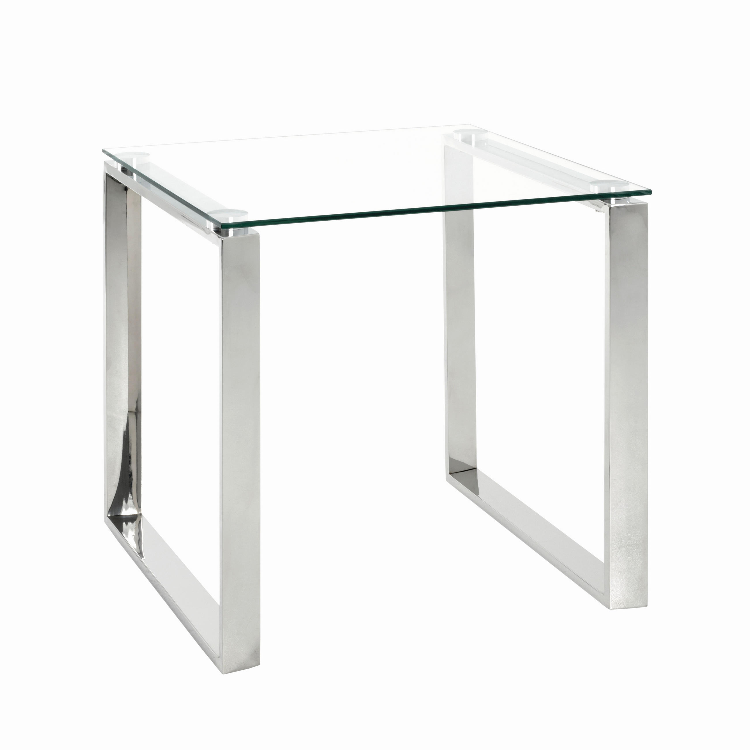 BEISTELLTISCH 55/55/55 cm Edelstahlfarben quadratisch  - Edelstahlfarben, Design, Glas/Metall (55/55/55cm)