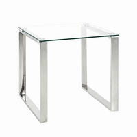 BEISTELLTISCH 55/55/55 cm Edelstahlfarben quadratisch  - Edelstahlfarben, Design, Glas/Metall (55/55/55cm)