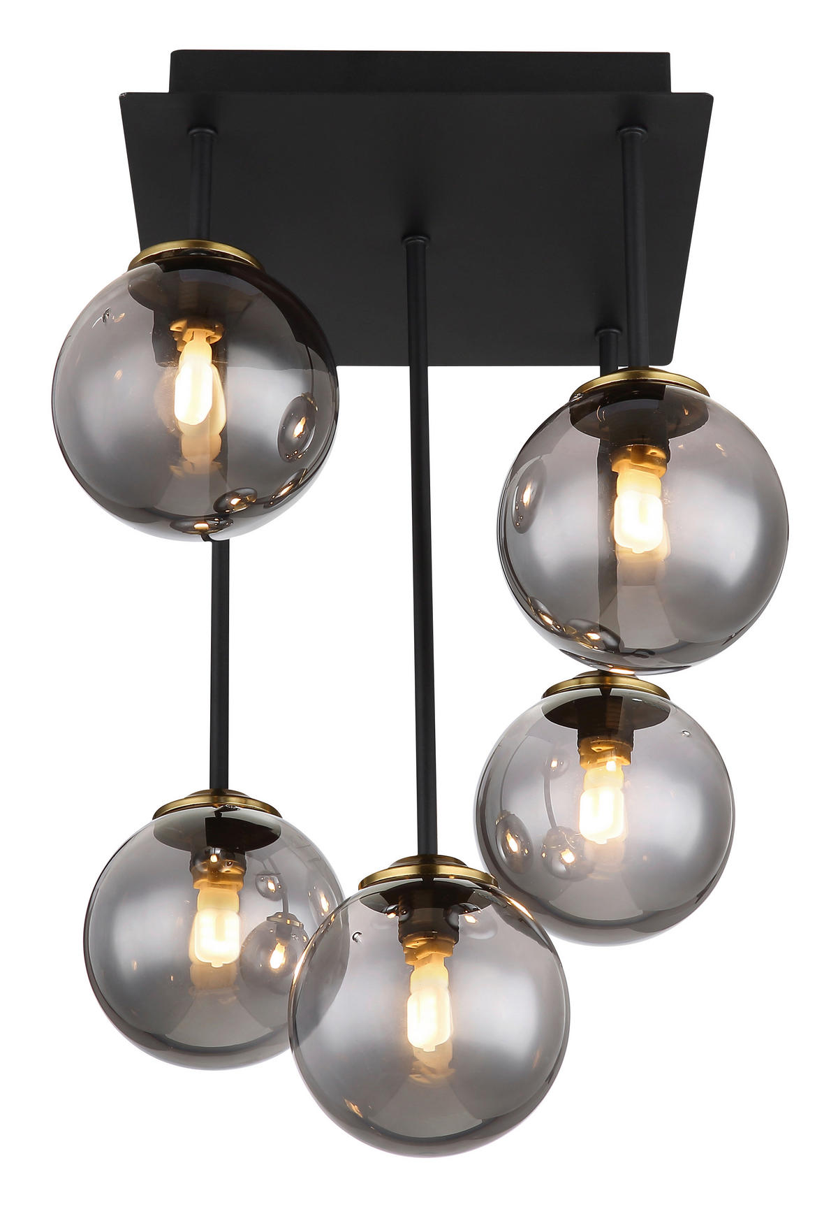 DECKENLEUCHTE Jorge 25,5/25,5/38 cm  - Schwarz/Grau, Design, Glas/Metall (25,5/25,5/38cm) - Globo