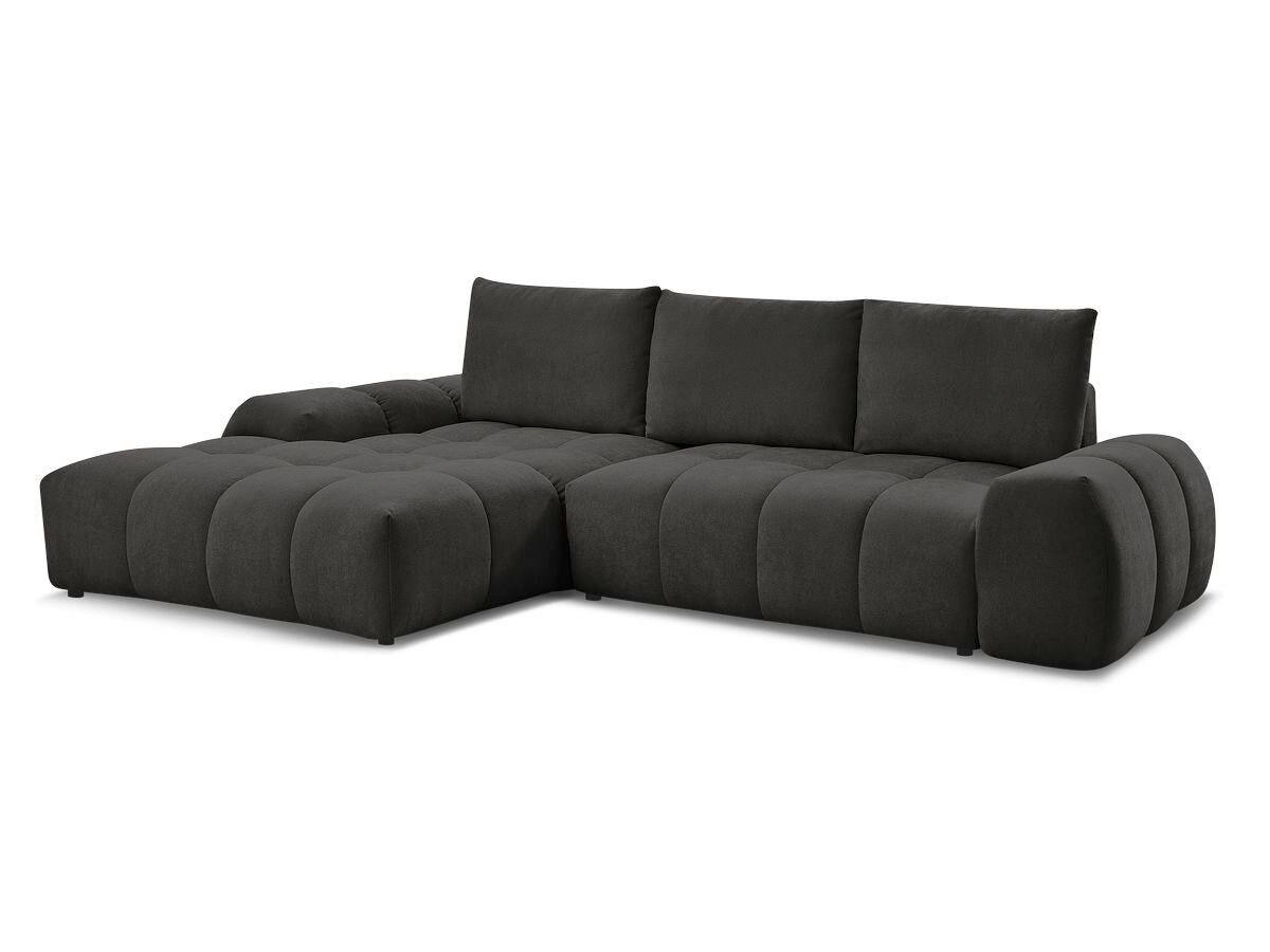 ECKSCHLAFSOFA EVEREST  mit Rücken echt, Armteil links, Armteil rechts Struktur Schwarz  - Schwarz, MODERN, Kunststoff/Textil (180/318cm) - Livetastic