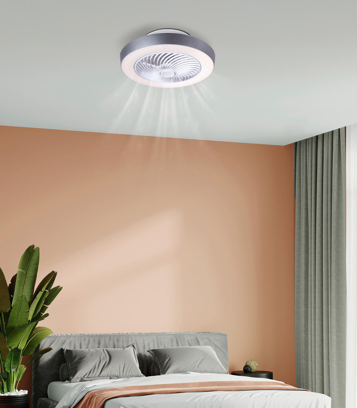 STROPNÍ VENTILÁTOR, 54,8/20,6 cm  - šedá/bílá, Basics, kov/plast (54,8/20,6cm) - Globo