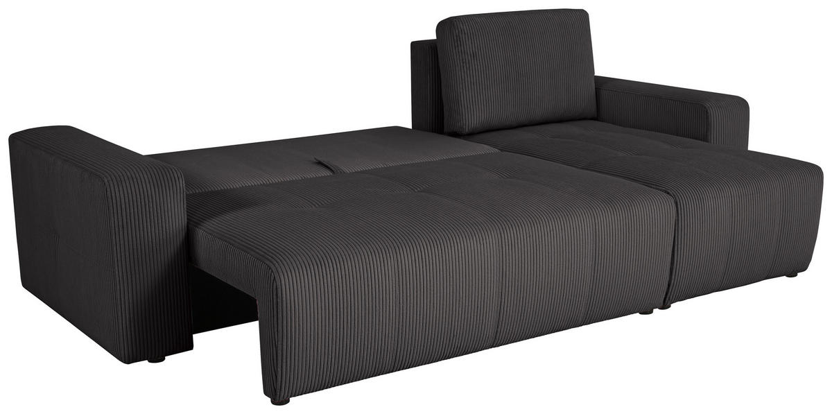 ECKSCHLAFSOFA  mit Cord Schieferfarben  - Schieferfarben/Schwarz, KONVENTIONELL, Textil (248/146cm) - Xora