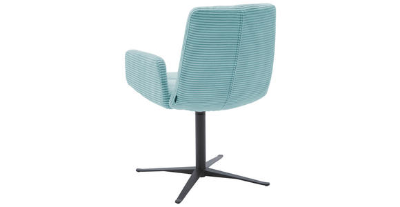 ARMLEHNSTUHL in Cord - Petrol/Schwarz, Design, Textil/Metall (61/88/66cm) - Dieter Knoll