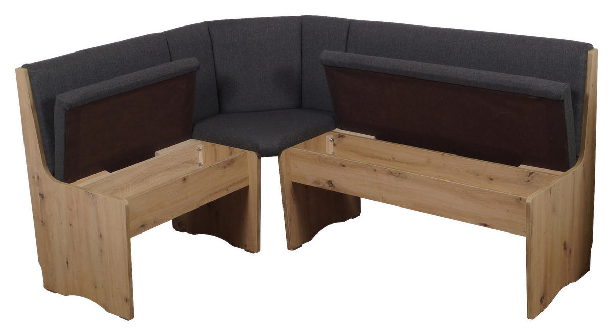 ECKBANKGRUPPE in Textil, Holzwerkstoff Dunkelgrau, Eiche Artisan  - Dunkelgrau/Eiche Artisan, KONVENTIONELL, Holz/Holzwerkstoff (125/165cm)