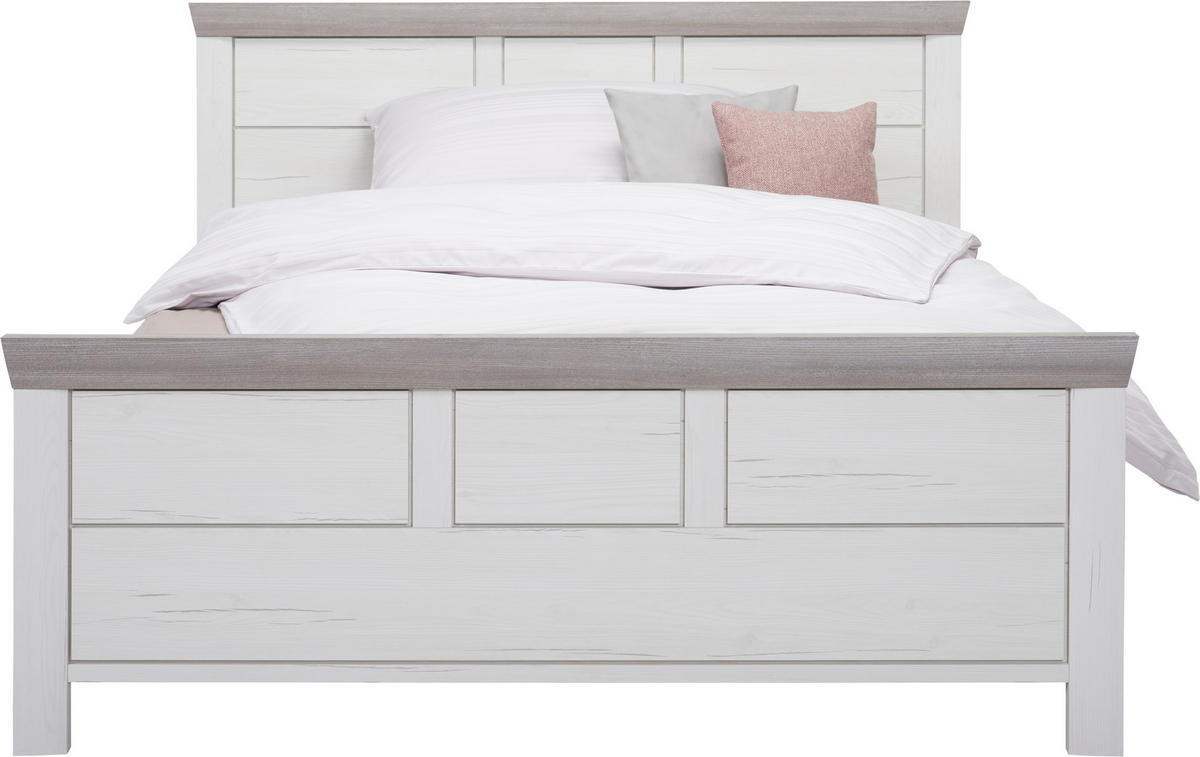 POSTEĽ, 140/200 cm sivá, biela - sivá/biela, Lifestyle, kompozitné drevo (140/200cm) - Hom`in