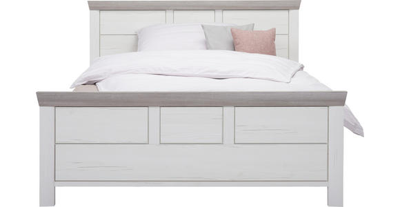 BETT 140/200 cm in Grau, Weiß, Pinienfarben - Weiß/Grau, LIFESTYLE, Holzwerkstoff (140/200cm) - Hom`in
