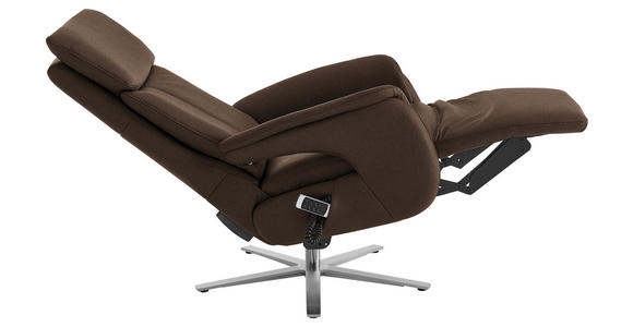 RELAXSESSEL in Leder Braun - Edelstahlfarben/Braun, Design, Leder/Metall (70/124/85cm) - Cantus