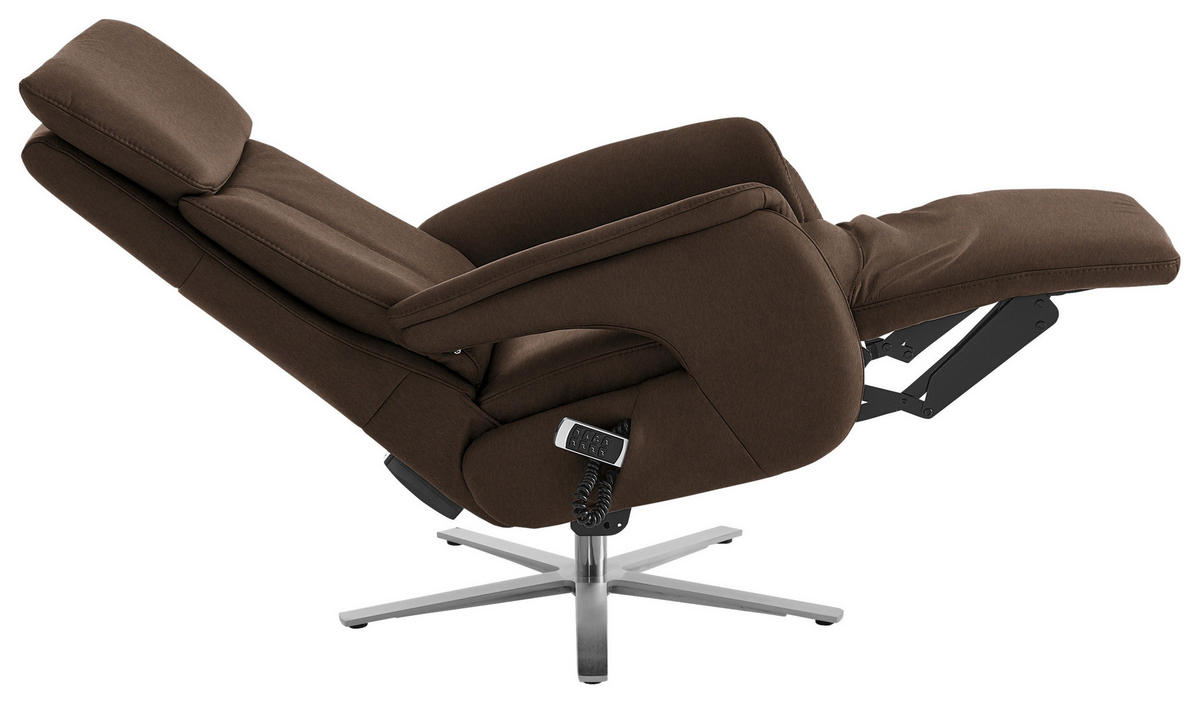 RELAXSESSEL in Leder Braun  - Edelstahlfarben/Braun, Design, Leder/Metall (70/124/85cm) - Cantus