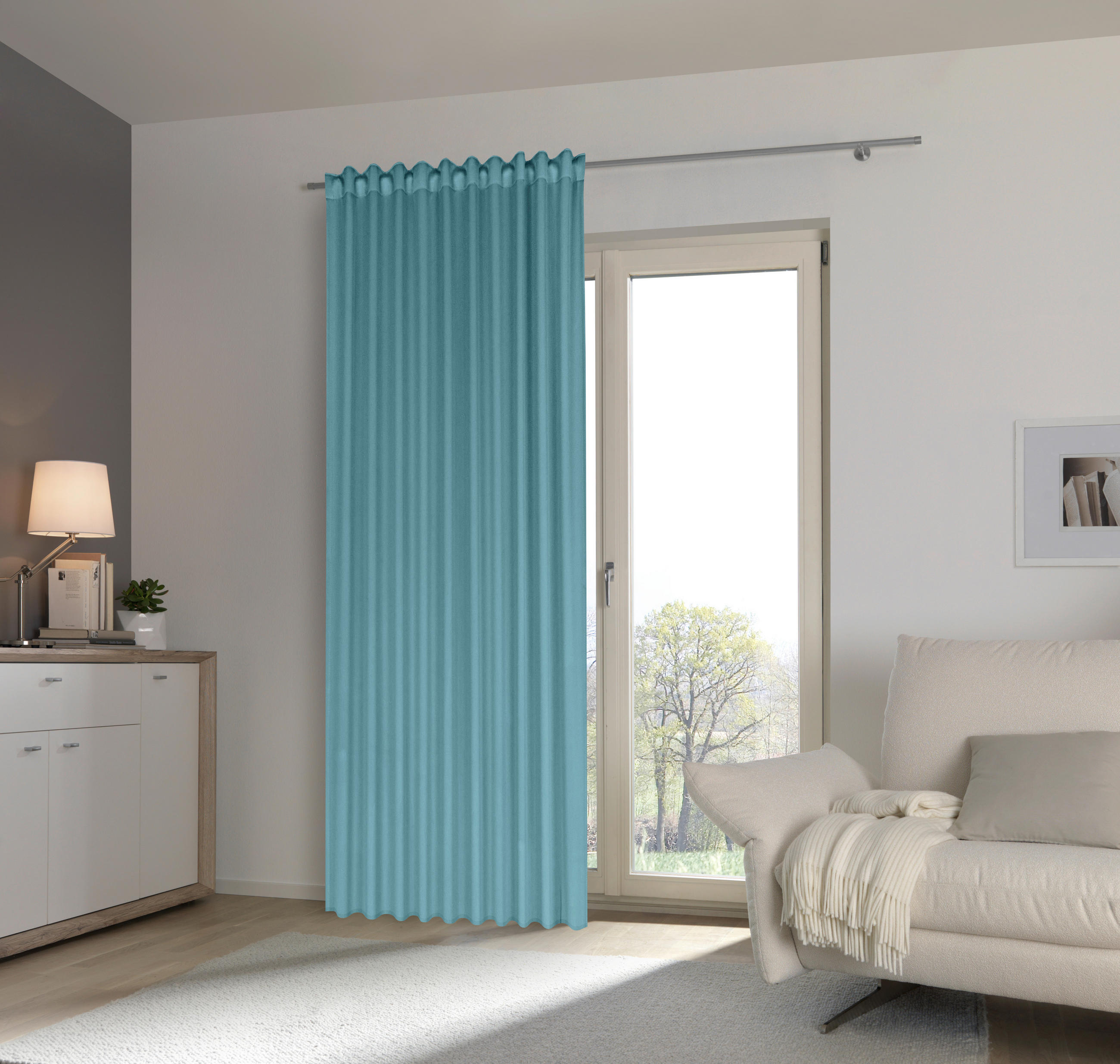 FERTIGVORHANG Verdunkelung  - Türkis, Basics, Textil (135/245cm) - Boxxx