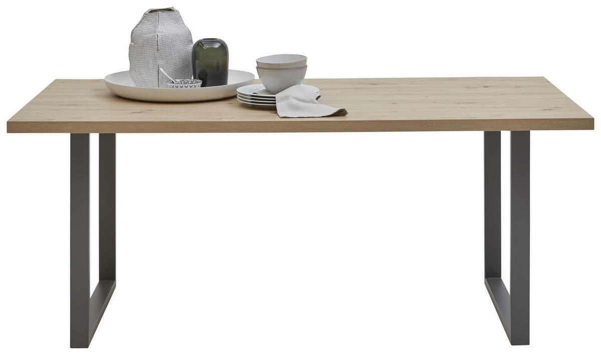 ESSTISCH rechteckig Eiche Artisan  - Eiche Artisan/Grau, Design, Holzwerkstoff/Metall (180/90/74cm) - Hom`in