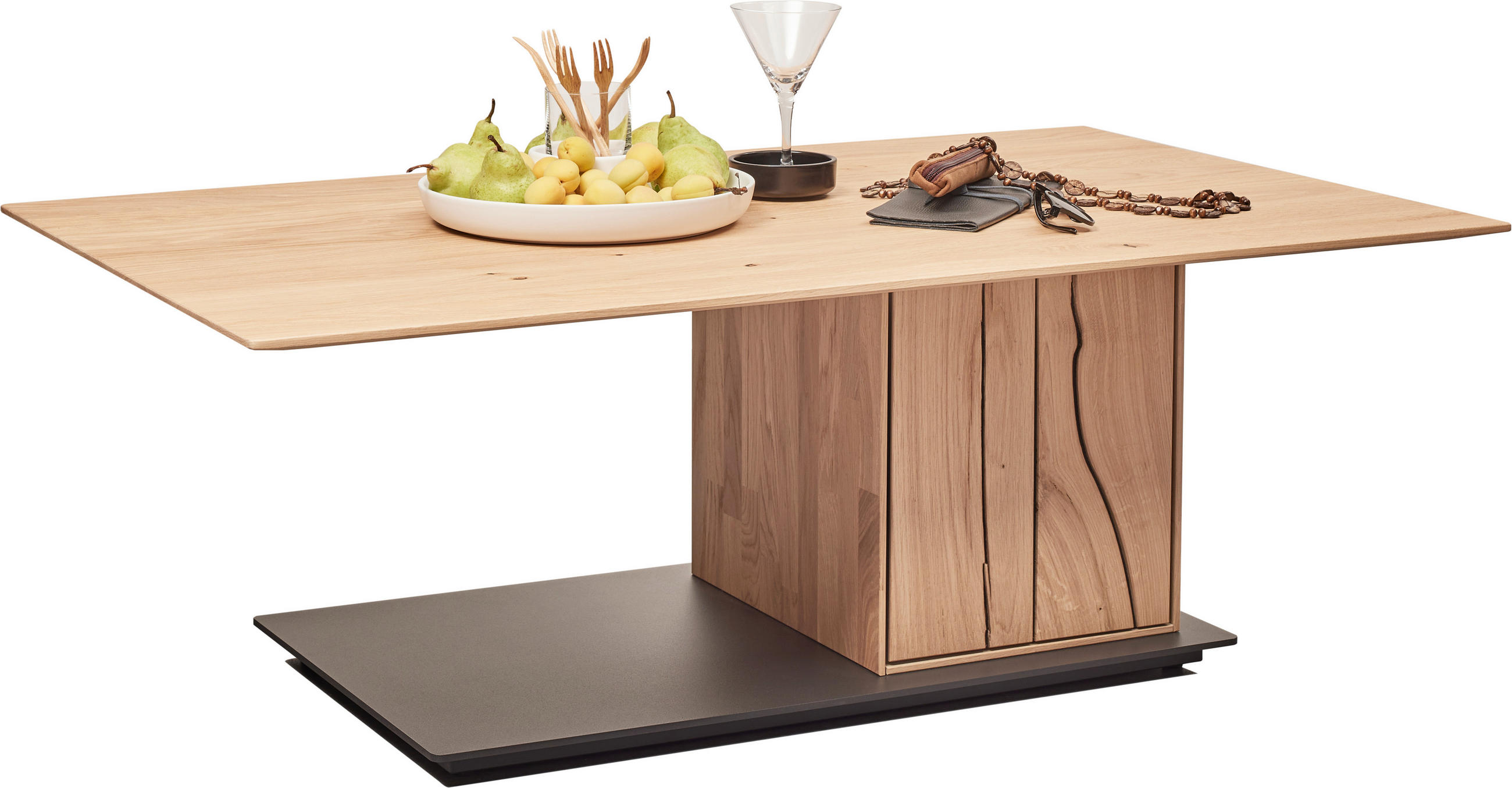 Dieter Knoll Couchtisch Schwarz, Eiche, 70x42x120 cm