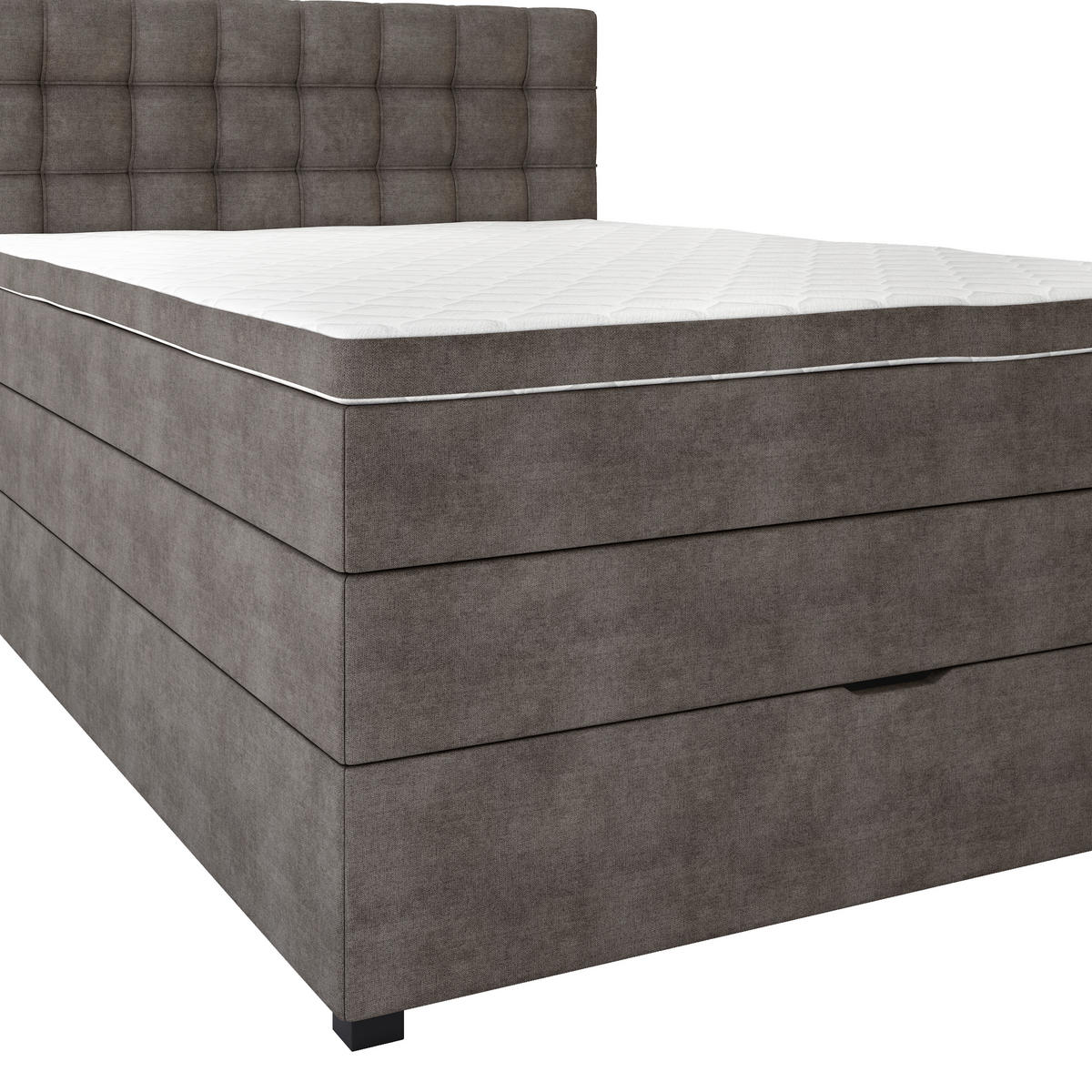 BOXSPRINGBETT 120/200 cm,  in Dunkelgrau, Matratze, Bettkasten, Topper, H3 = fest  - Dunkelgrau/Schwarz, KONVENTIONELL, Kunststoff/Textil (120/200cm) - Boxxx