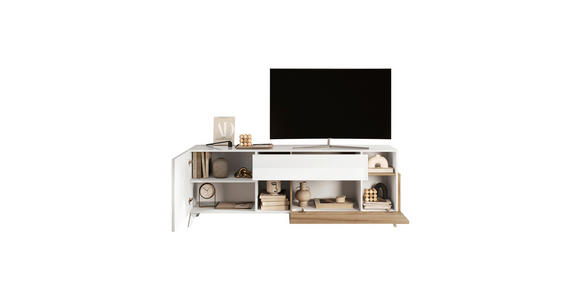 TV-ELEMENT in 181/67/42 cm - Eichefarben/Weiß Hochglanz, MODERN, Holzwerkstoff/Kunststoff (181/67/42cm) - Carryhome