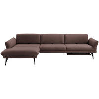 ECKSOFA Posh in Echtleder Braun  173/308 cm  - Anthrazit/Braun, Design, Leder/Metall (173/308cm) - Joop!