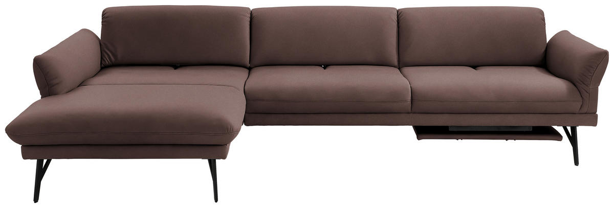 ECKSOFA Posh in Echtleder Braun  173/308 cm  - Anthrazit/Braun, Design, Leder/Metall (173/308cm) - Joop!