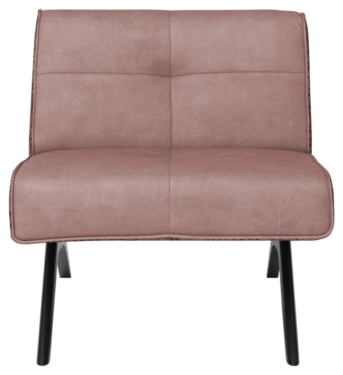 SESSEL in Struktur Echtleder, Kombination Echtleder/Stoff Altrosa  - Schwarz/Altrosa, Design, Leder/Holz (74/72/83cm) - Joop!