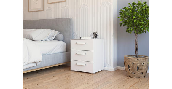 NACHTSCHRANK 50/61/42 cm  - Silberfarben/Weiß, Design, Holzwerkstoff/Metall (50/61/42cm) - Novel