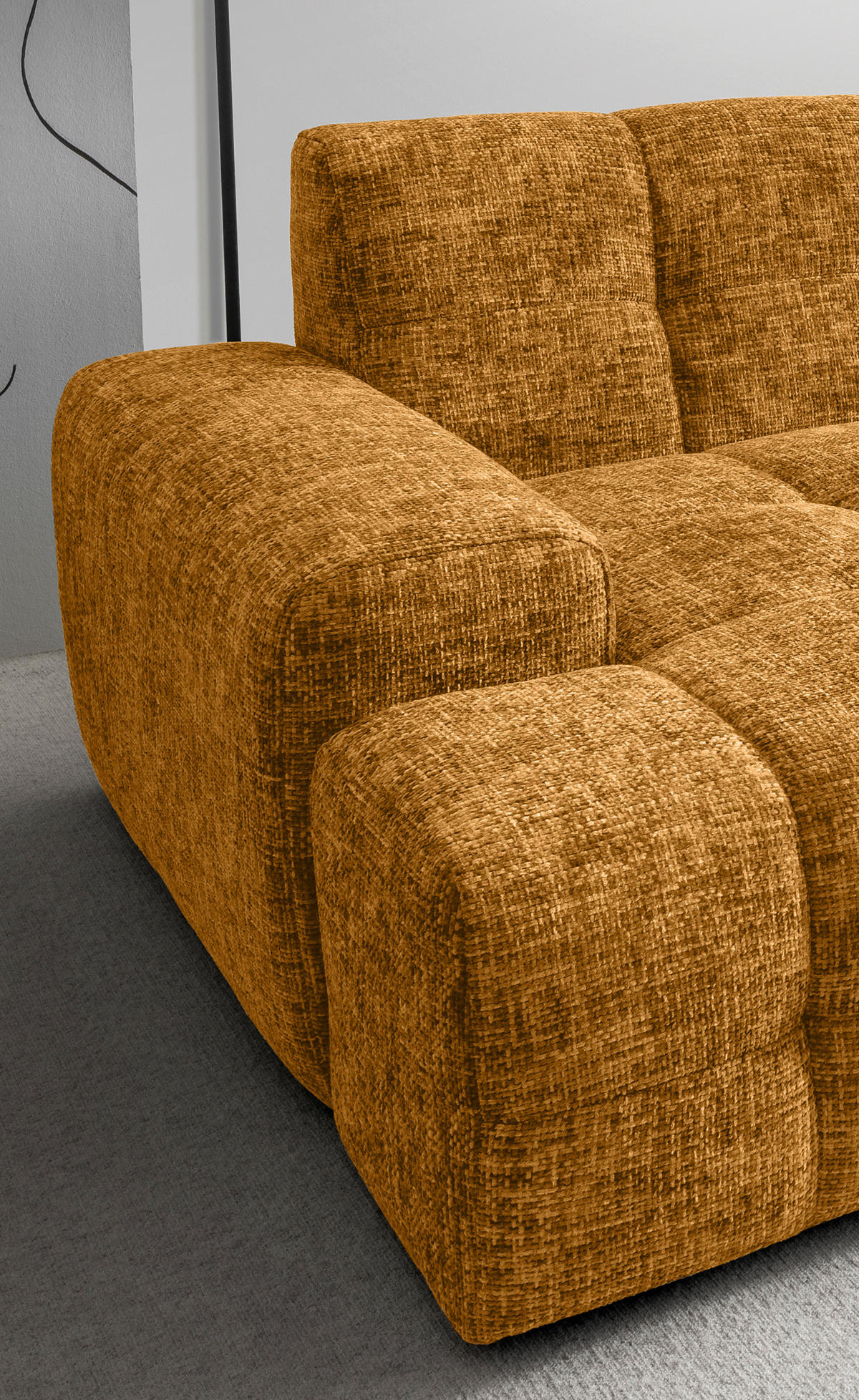 BIGSOFA in Struktur Goldfarben  - Goldfarben/Schwarz, MODERN, Kunststoff/Textil (304/87/155cm) - Livetastic