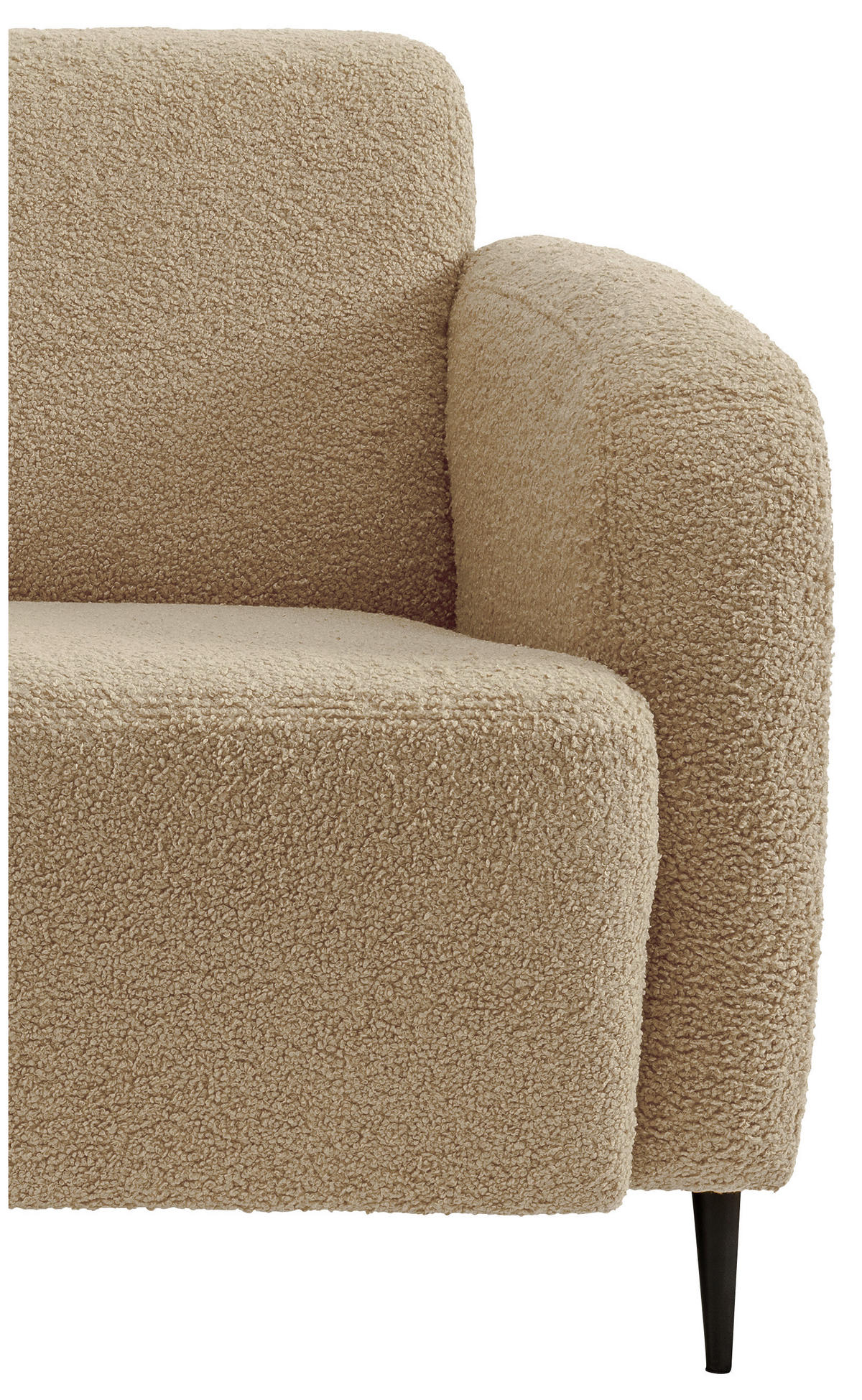 3-SITZER-SOFA in Teddystoff Creme  - Creme/Schwarz, Modern, Textil/Metall (180/76/90cm) - Livetastic