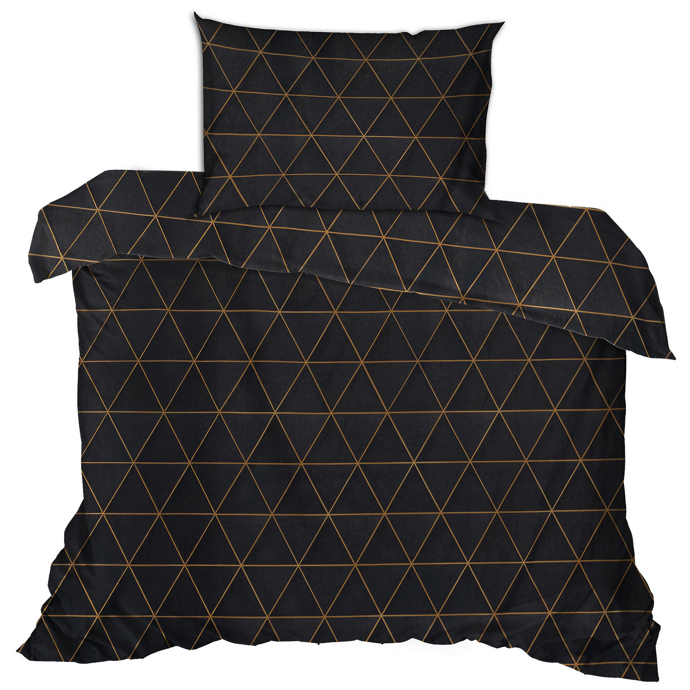 BETTWÄSCHE Renforcé 135/200 cm  - Goldfarben/Schwarz, Basics, Textil (135/200cm)