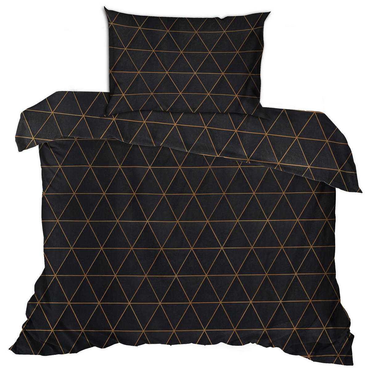 BETTWÄSCHE Renforcé 135/200 cm  - Goldfarben/Schwarz, Basics, Textil (135/200cm)