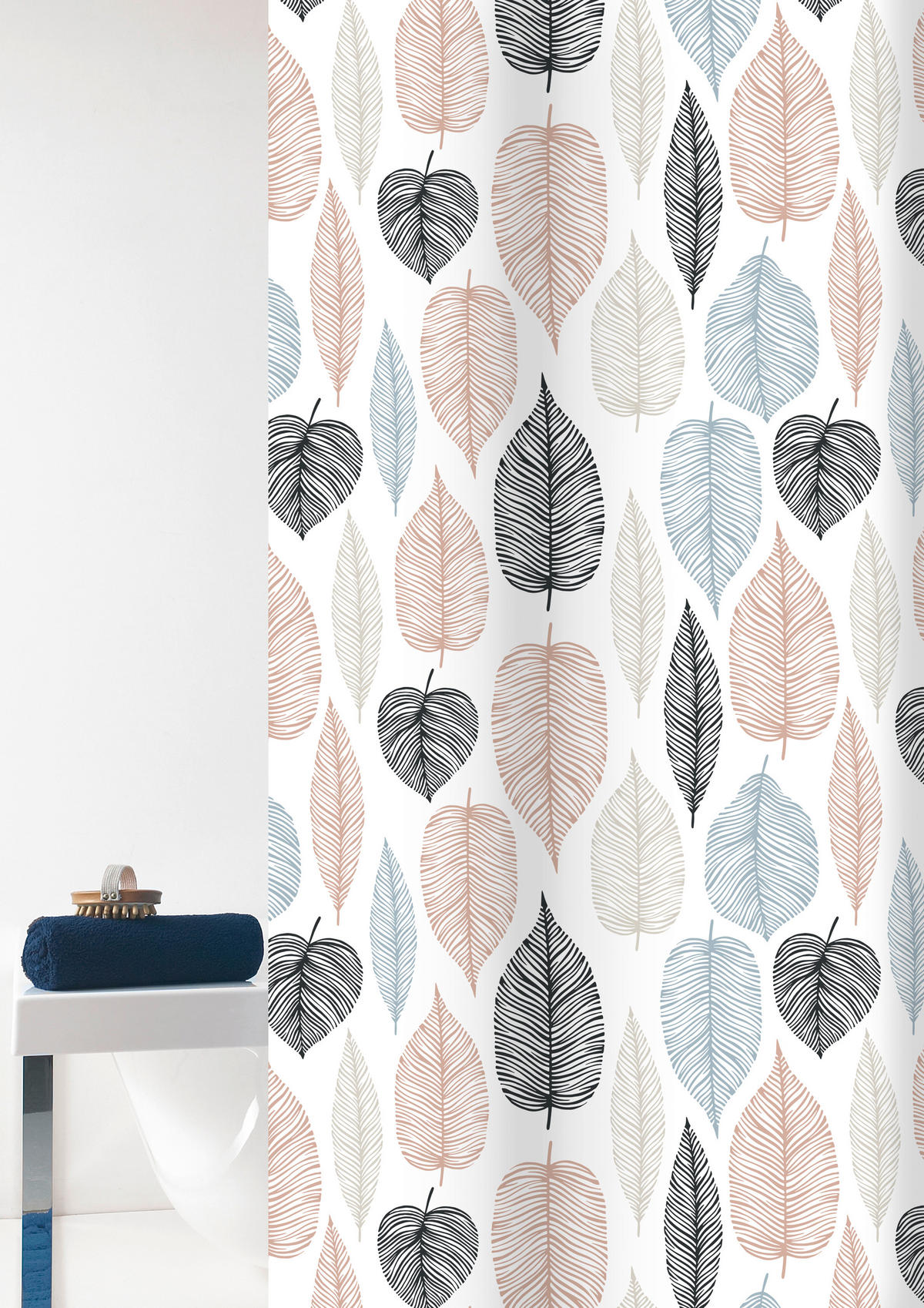 SPRCHOVÝ ZÁVES, 180/200 cm - hnedá/biela, Basics, plast (180/200cm) - Grund