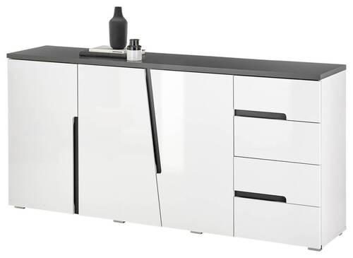 SIDEBOARD 176/83/38 cm  in Anthrazit, Weiß Hochglanz  - Weiß Hochglanz/Anthrazit, Design, Holzwerkstoff/Kunststoff (176/83/38cm) - MID.YOU