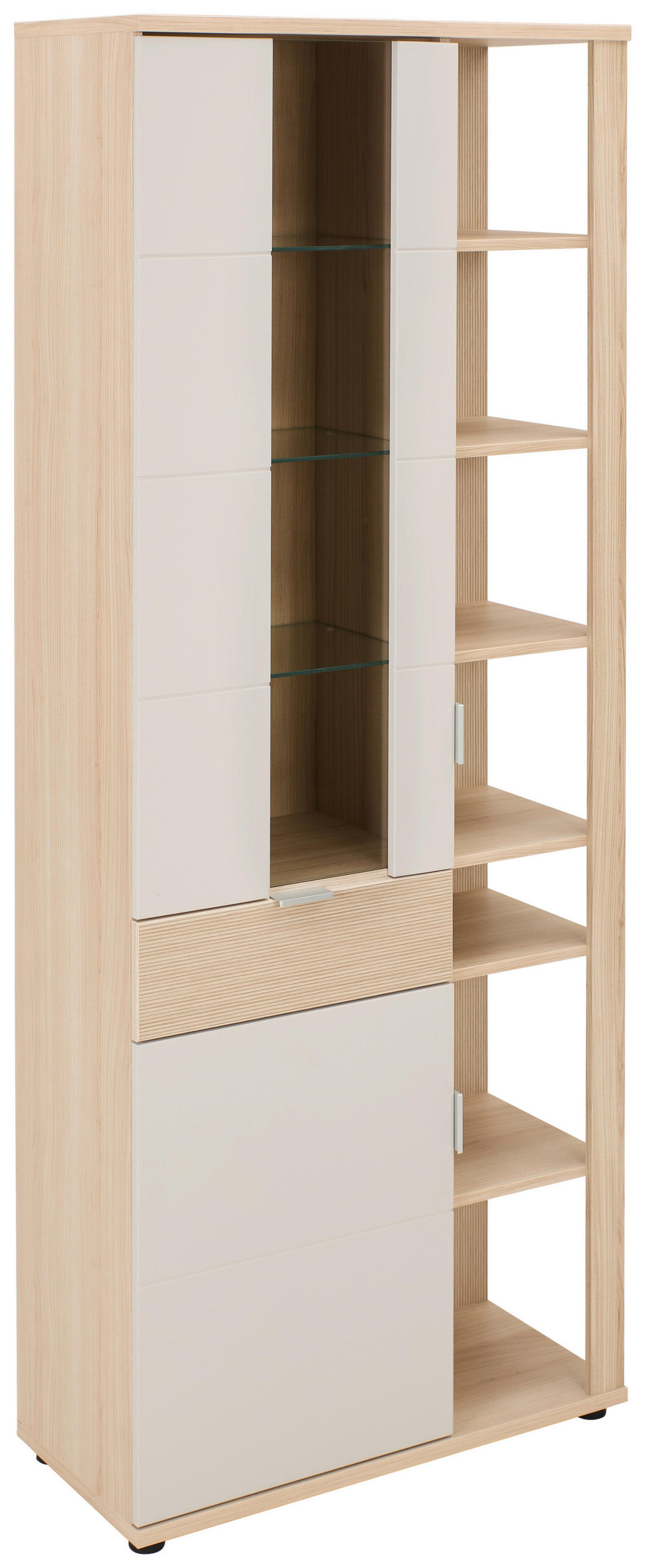 VITRIN tölgyfa színű, kasmírszínű  - kasmírszínű/tölgyfa színű, Basics, faalapú anyag/Üveg (80/202/38cm) - Stylife