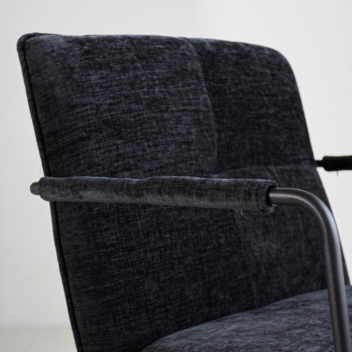 SESSEL in Chenille Schwarz  - Schwarz, MODERN, Textil/Metall (65/80/68cm) - MID.YOU