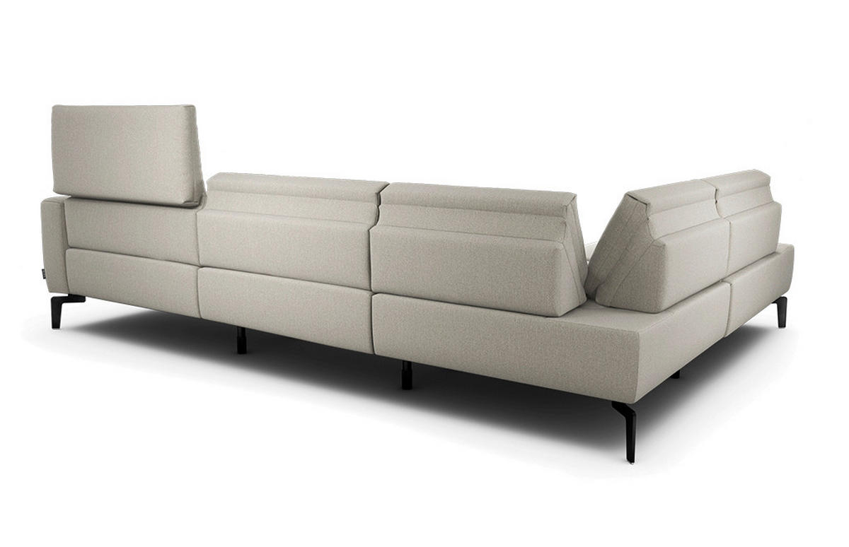 ECKSOFA Cosy Sandfarben, Naturfarben Chenille  - Sandfarben/Schwarz, Design, Textil/Metall (213/296cm) - SENSOO