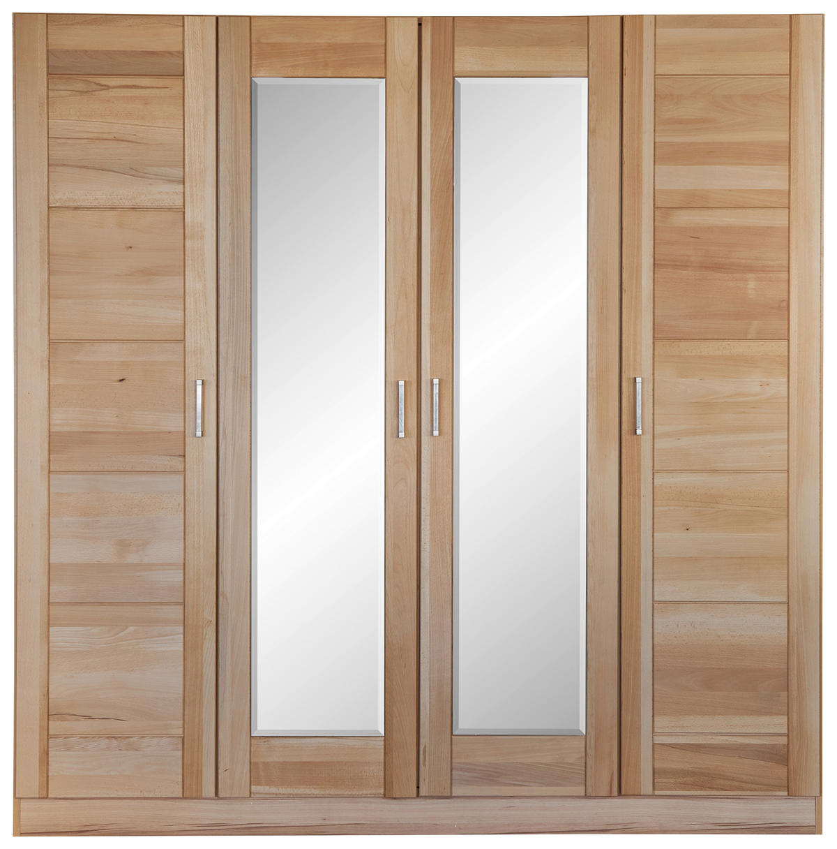 DREHTÜRENSCHRANK 202/205/60 cm 4-türig Kernbuche  - Kernbuche/Nickelfarben, Natur, Glas/Holz (202/205/60cm) - Boxxx