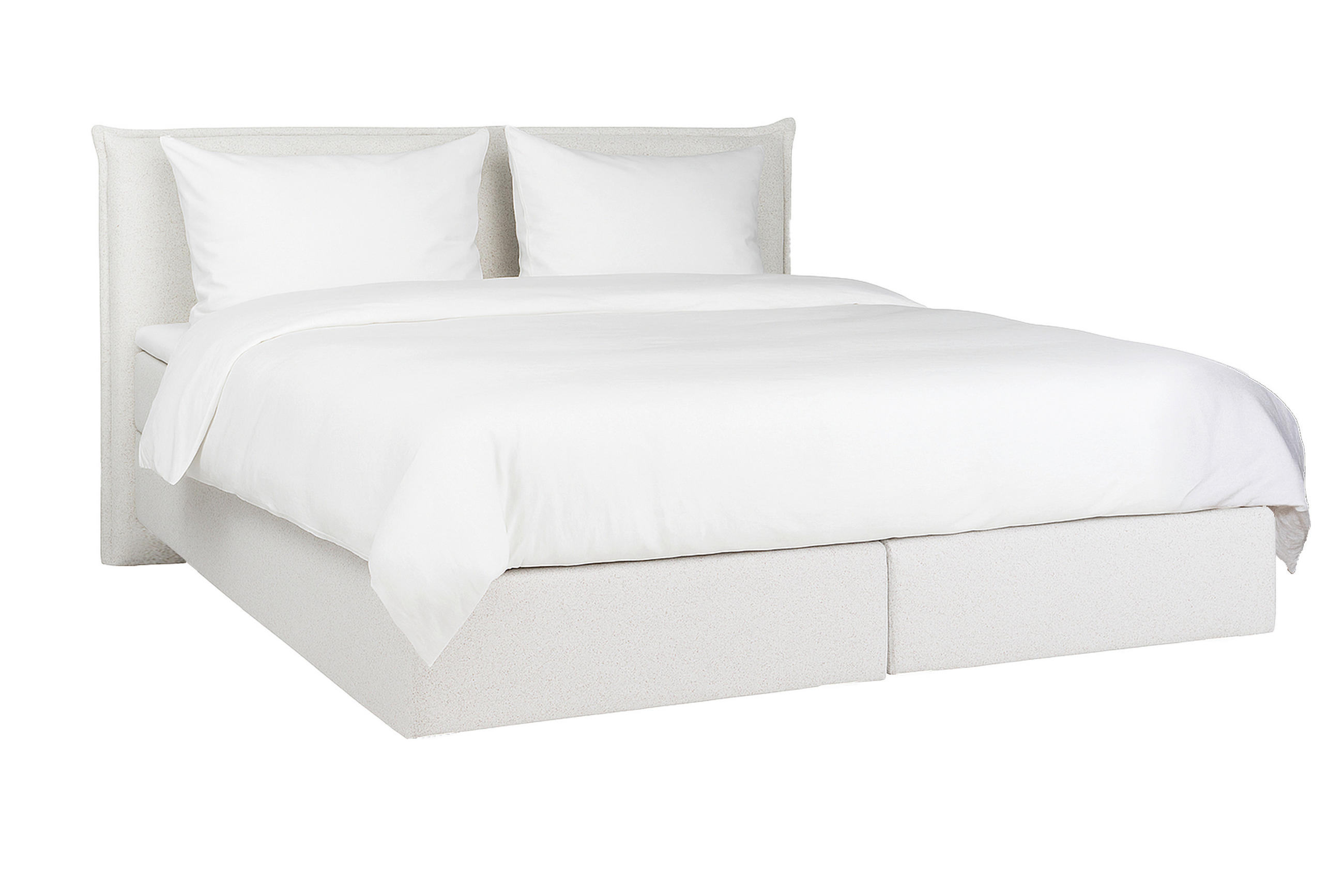 BOXSPRINGBETT 160/200 cm,  in Beige, Matratze, gepolstertes Kopfteil, Topper, H3 + H3 = fest  - Beige/Schwarz, Trend, Textil (160/200cm) - Chameo