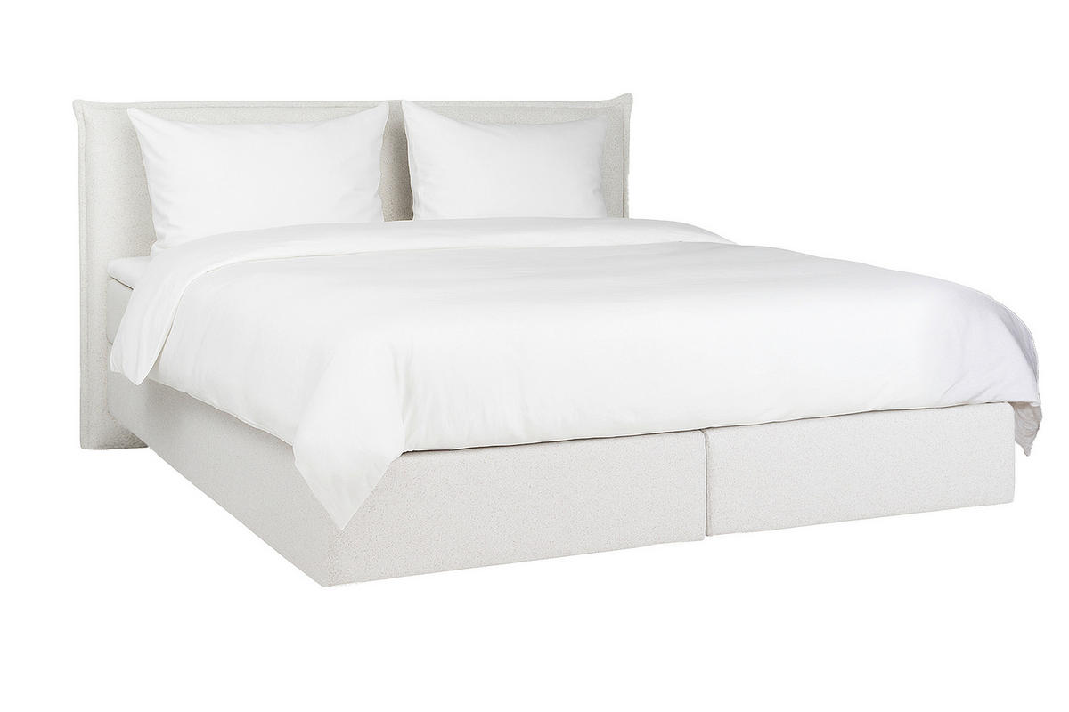 BOXSPRINGBETT 160/200 cm,  in Beige, Matratze, gepolstertes Kopfteil, Topper, H3 + H3 = fest  - Beige/Schwarz, Trend, Textil (160/200cm) - Chameo