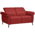2-SITZER-SOFA  in Echtleder Rot   - Rot/Schwarz, Design, Leder/Metall (162/79/104cm) - Belluti