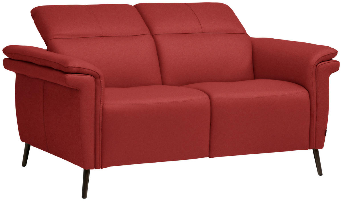 2-SITZER-SOFA  in Echtleder Rot   - Rot/Schwarz, Design, Leder/Metall (162/79/104cm) - Belluti