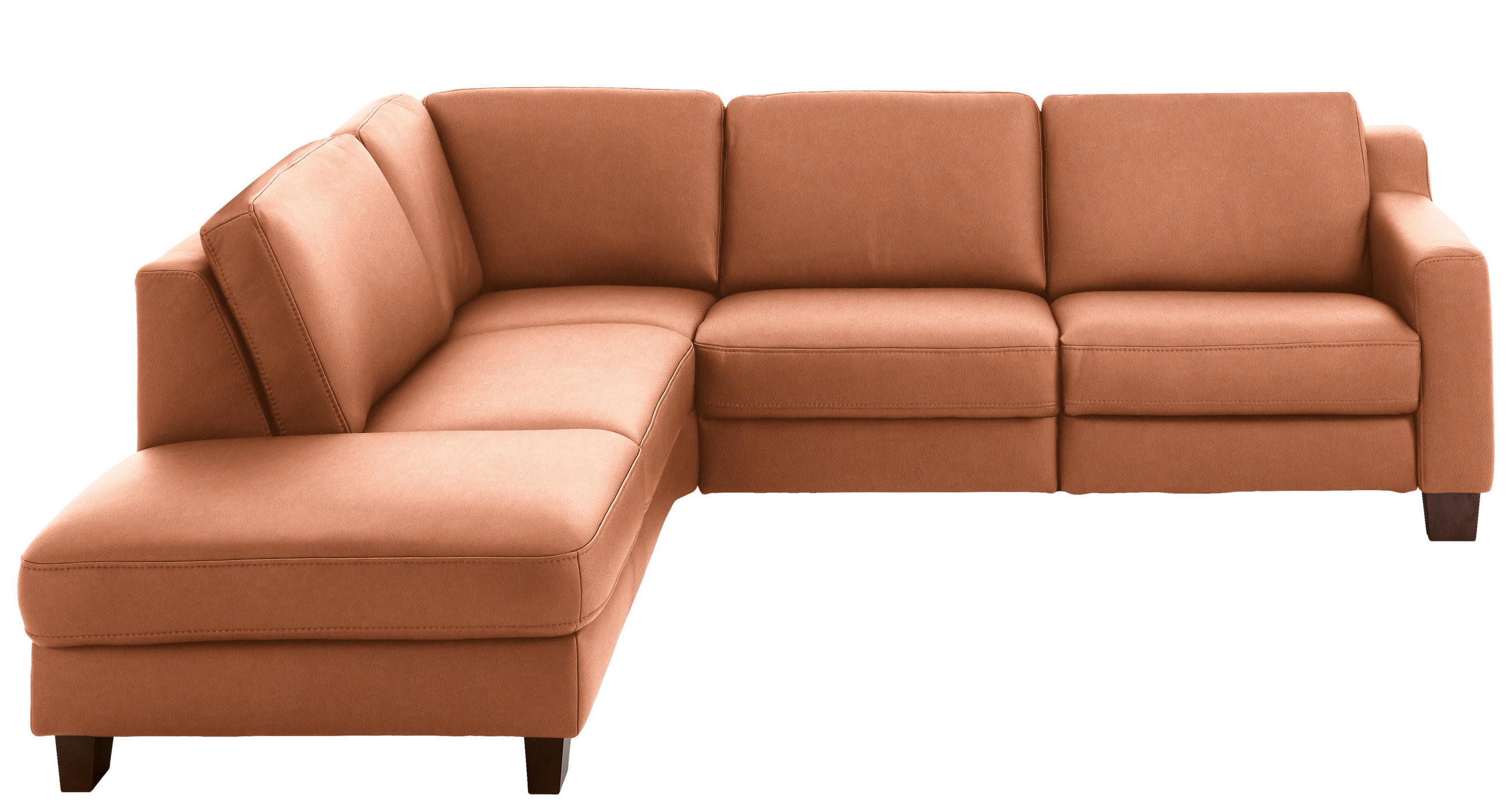 ECKSOFA in Echtleder Cognac  - Eichefarben/Cognac, Design, Leder/Holz (235/259cm) - Valdera