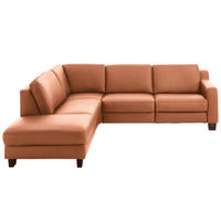 ECKSOFA in Echtleder Cognac  - Eichefarben/Cognac, Design, Leder/Holz (235/259cm) - Valdera