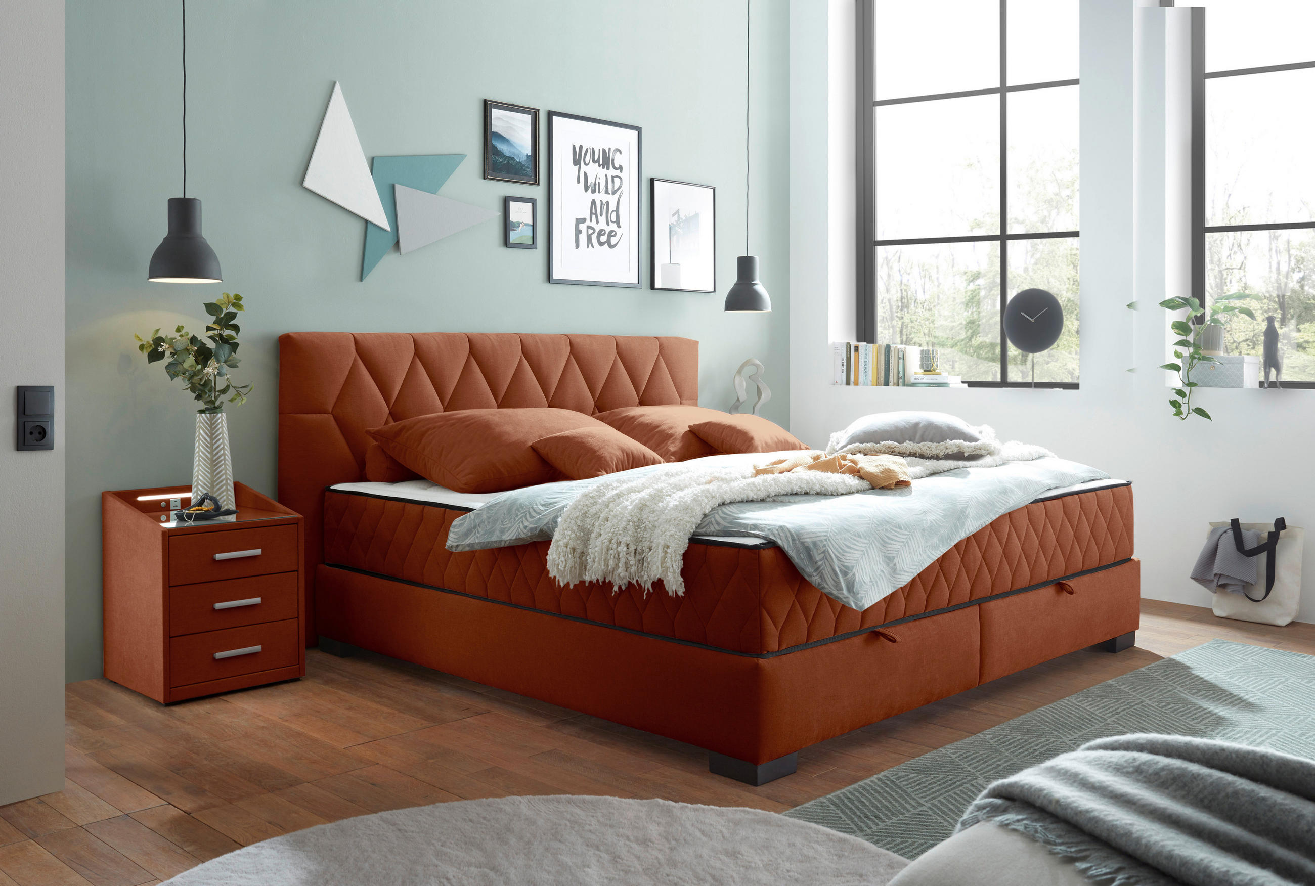 BOXBETT 180/200 cm  in Cognac  - Cognac/Schwarz, MODERN, Holzwerkstoff/Kunststoff (180/200cm) - MID.YOU