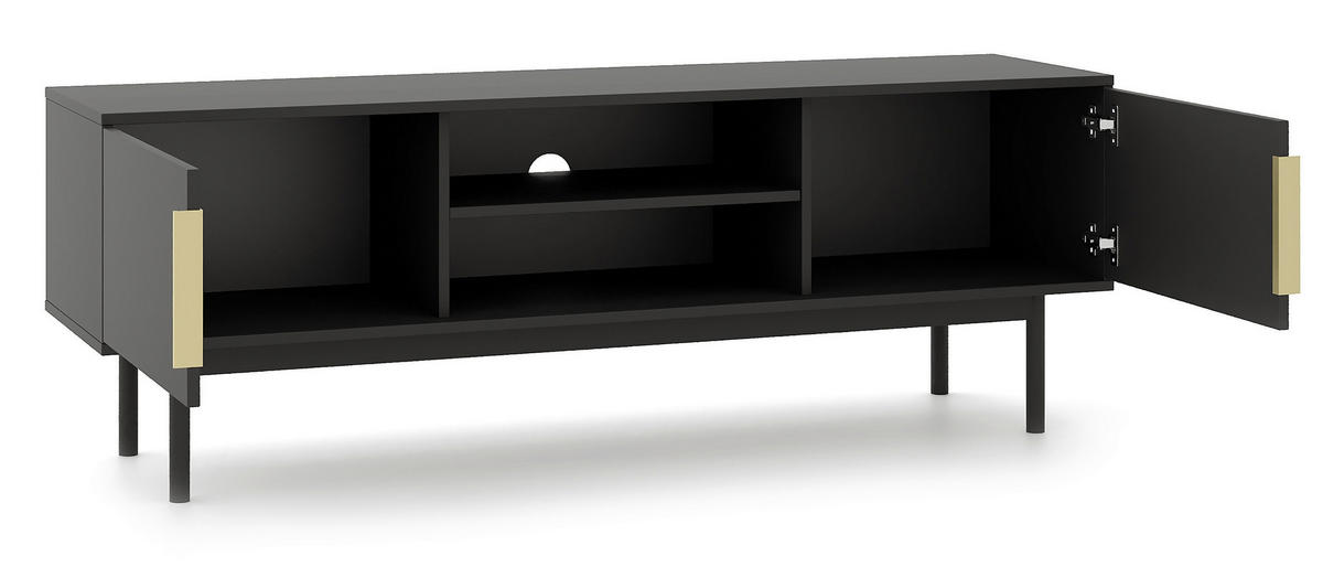 LOWBOARD Viva  in 154/53,5/39 cm  - Goldfarben/Schwarz, Design, Holzwerkstoff/Metall (154/53,5/39cm) - Xora