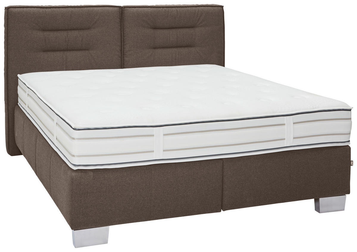 BOXSPRINGBETT 160/200 cm  in Braun  - Chromfarben/Braun, Konventionell, Textil (160/200cm) - Dieter Knoll
